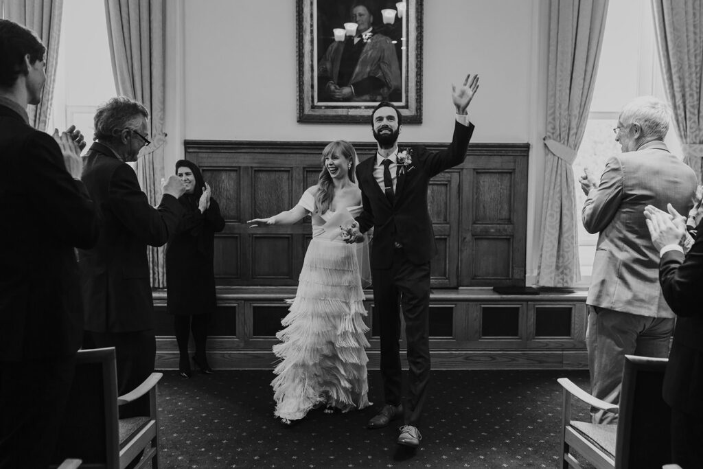 Couple getting married at the Manchester Whitworth Museum wedding
